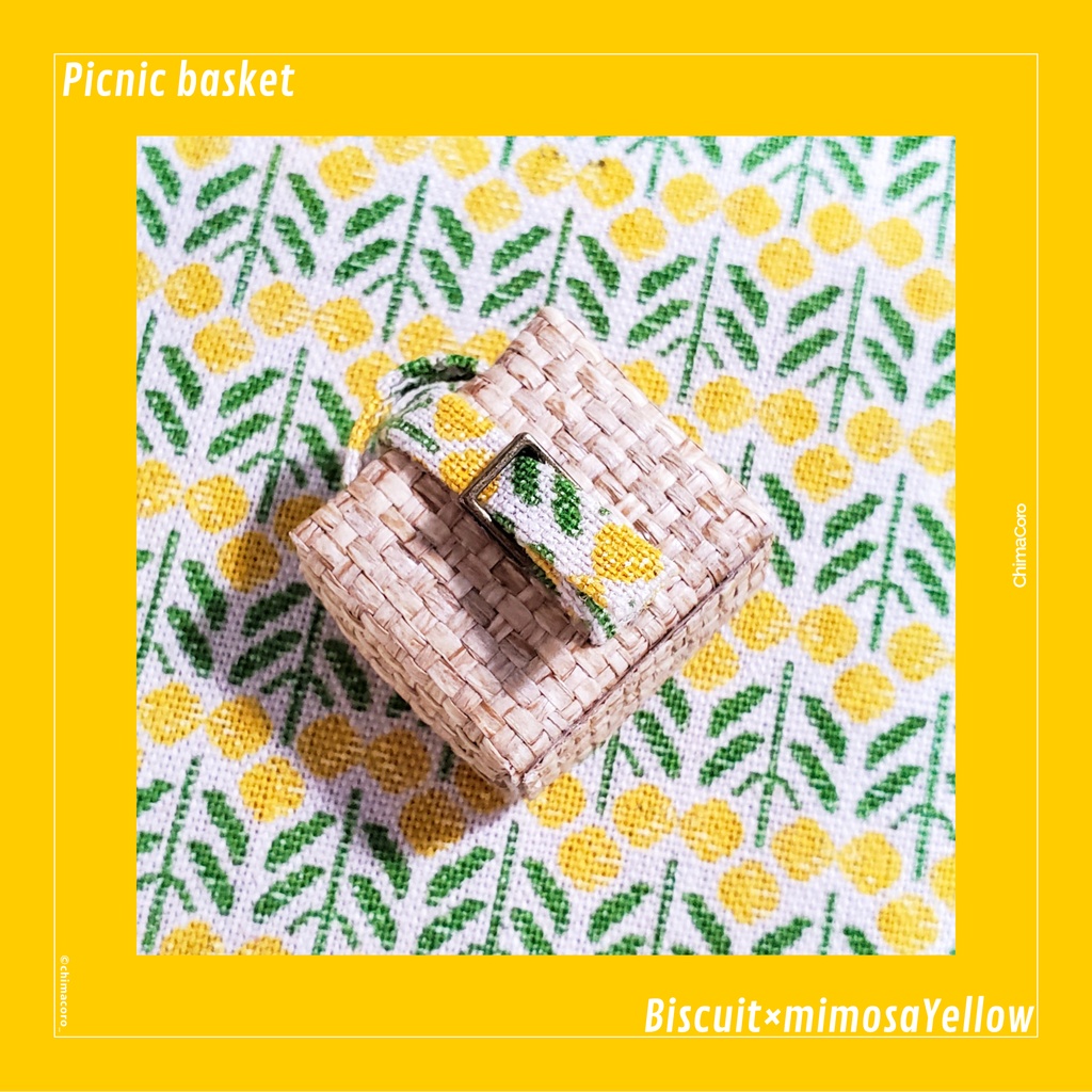 NEW|ピクニックバスケット【ビスケット】/10~12㎝ぬい・オビツ向け【金具:アンティークゴールド】
