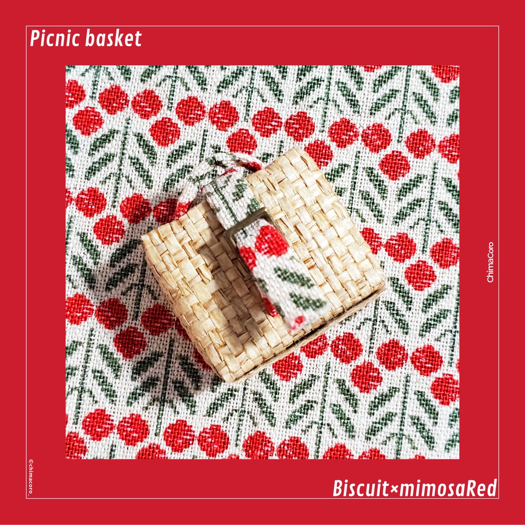 NEW|ピクニックバスケット【ビスケット】/10~12㎝ぬい・オビツ向け【金具:アンティークゴールド】