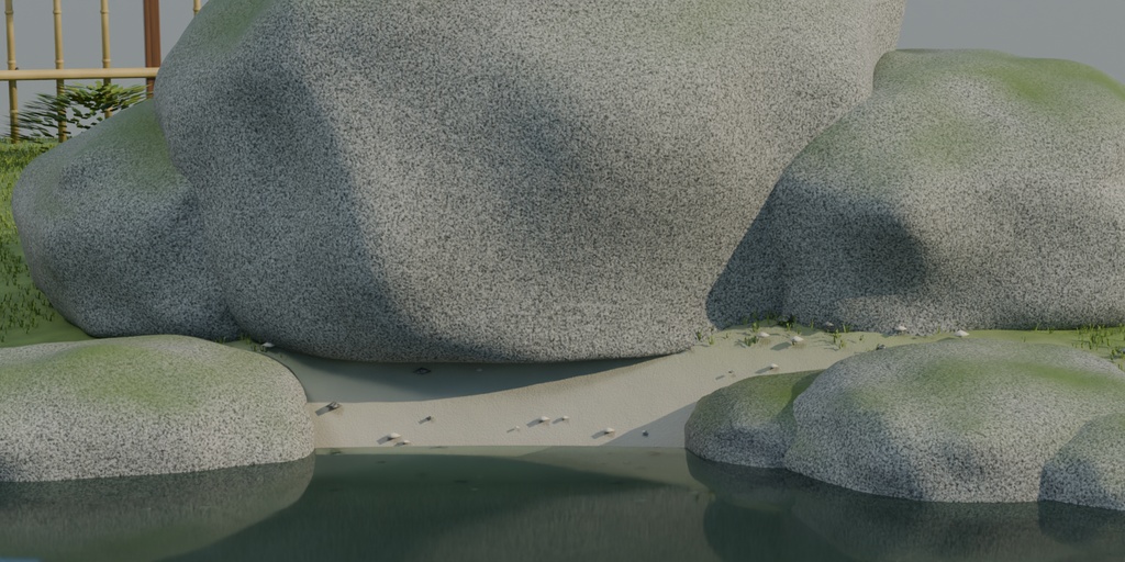 【箱庭コレクション #001 / Blender】日本庭園と縁側のある家|Quiet Courtyard