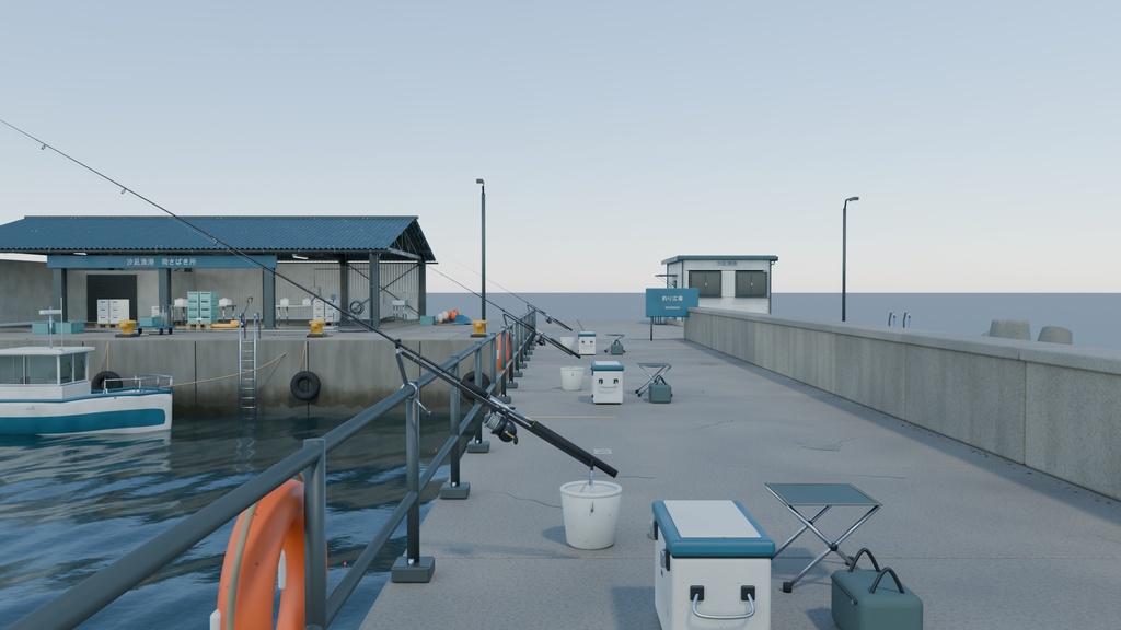 【箱庭コレクション #002 / Blender】消波ブロックと釣り堤防のある漁港|Shionagi Harbor