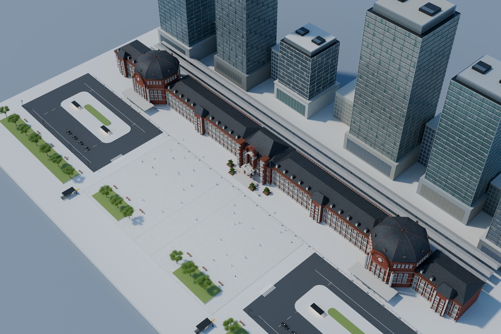【箱庭コレクション #004 / Blender】東京駅・丸の内側|Tokyo Marunouchi