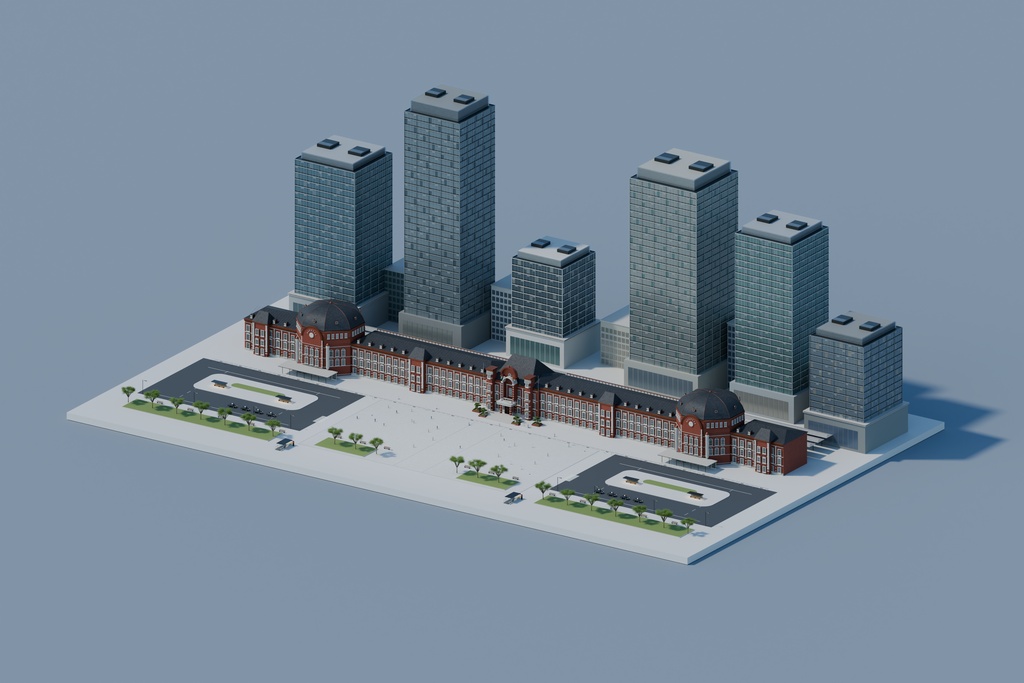 【箱庭コレクション #004 / Blender】東京駅・丸の内側|Tokyo Marunouchi