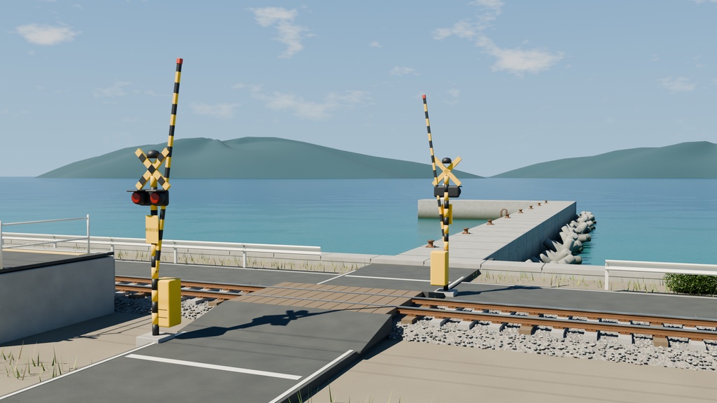 【箱庭コレクション #007 / Blender】海の見える無人駅|Seaside Station