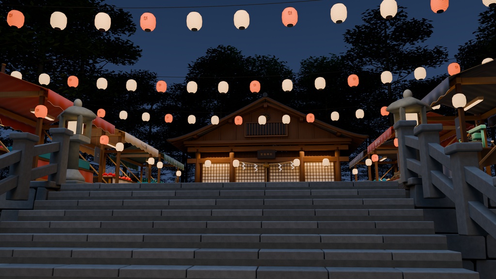 【箱庭コレクション #009 / Blender】夏祭りの神社|Summer Shrine