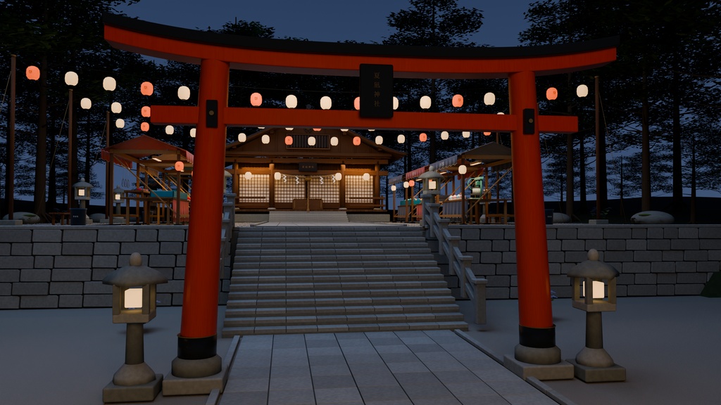 【箱庭コレクション #009 / Blender】夏祭りの神社｜Summer Shrine