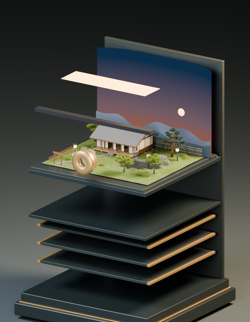 【箱庭コレクション #012 / Blender】箱庭の暗箱|PINHOLE HAKONIWA