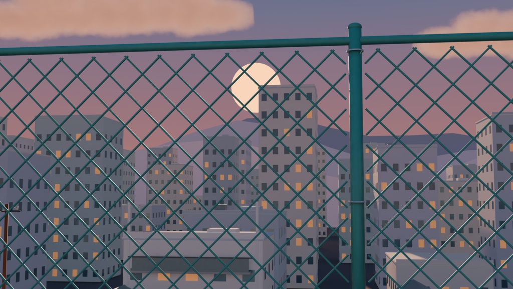 【箱庭コレクション #013 / Blender】夕暮れの学校屋上|After School Rooftop
