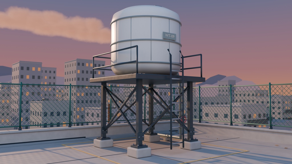 【箱庭コレクション #013 / Blender】夕暮れの学校屋上|After School Rooftop