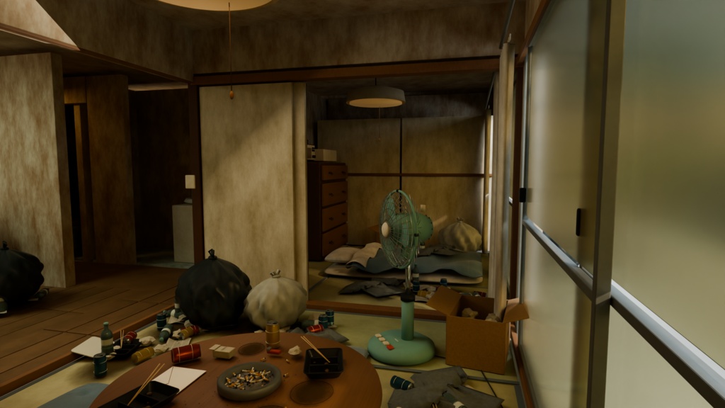 【箱庭コレクション #014 / Blender】昭和団地の一室・汚部屋版|Danchi Room — Dirty Edition