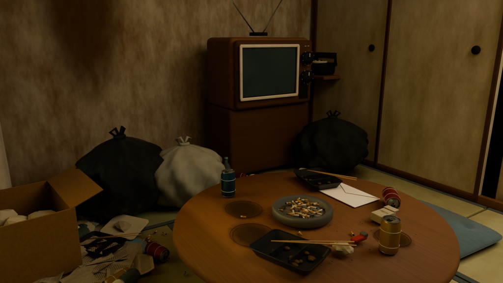 【箱庭コレクション #014 / Blender】昭和団地の一室・汚部屋版|Danchi Room — Dirty Edition