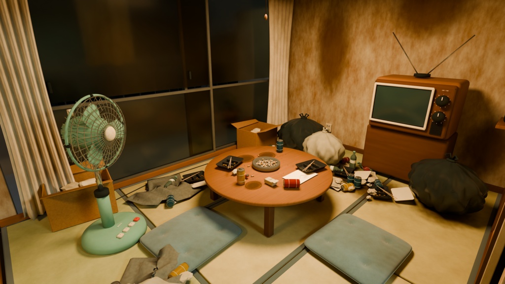 【箱庭コレクション #014 / Blender】昭和団地の一室・汚部屋版|Danchi Room — Dirty Edition