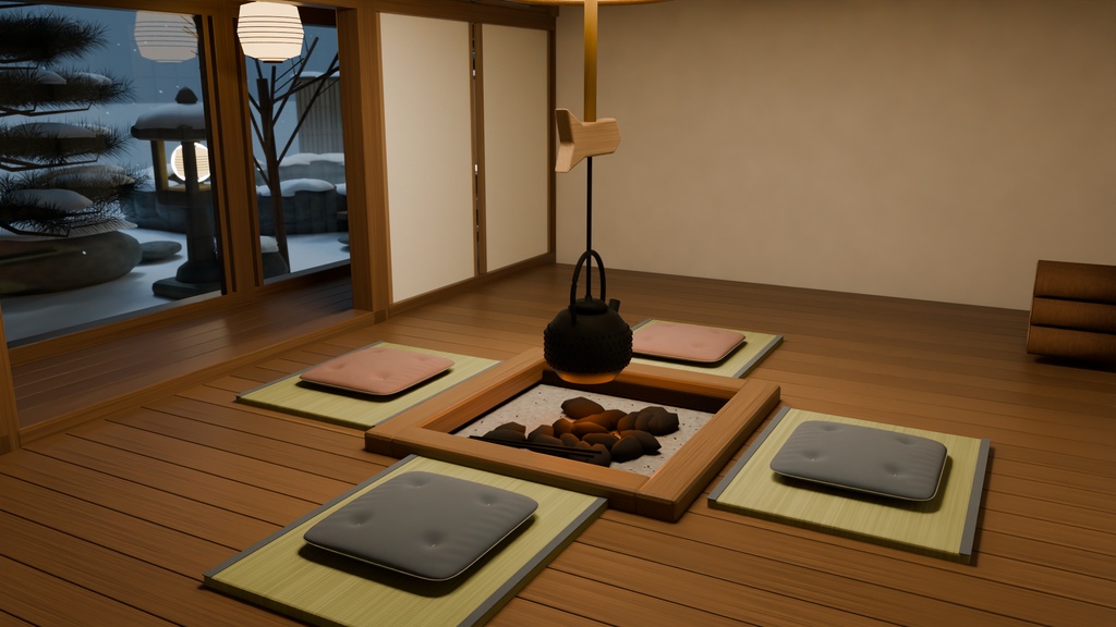 【箱庭コレクション #015 / Blender】雪見温泉宿|Snowy Ryokan