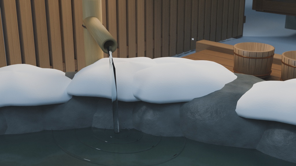 【箱庭コレクション #015 / Blender】雪見温泉宿|Snowy Ryokan