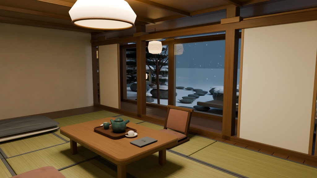 【箱庭コレクション #015 / Blender】雪見温泉宿|Snowy Ryokan