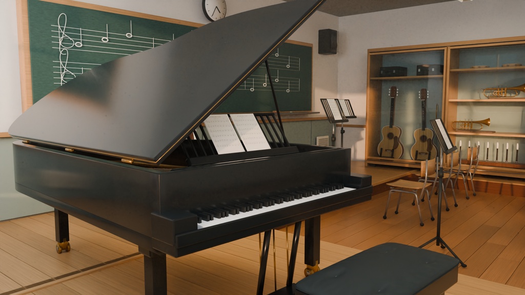 【箱庭コレクション #016 / Blender】放課後の音楽室|Empty Music Room