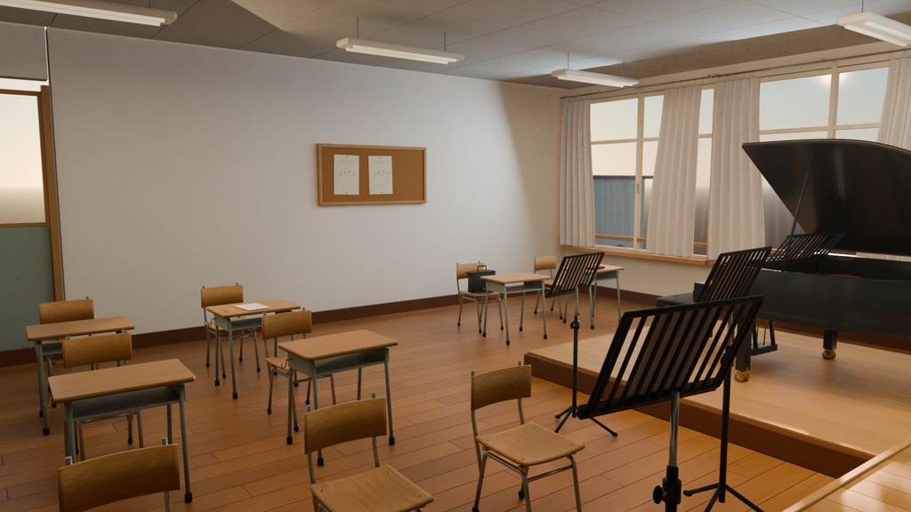 【箱庭コレクション #016 / Blender】放課後の音楽室|Empty Music Room