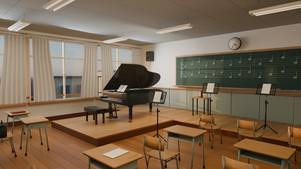 【箱庭コレクション #016 / Blender】放課後の音楽室｜Empty Music Room