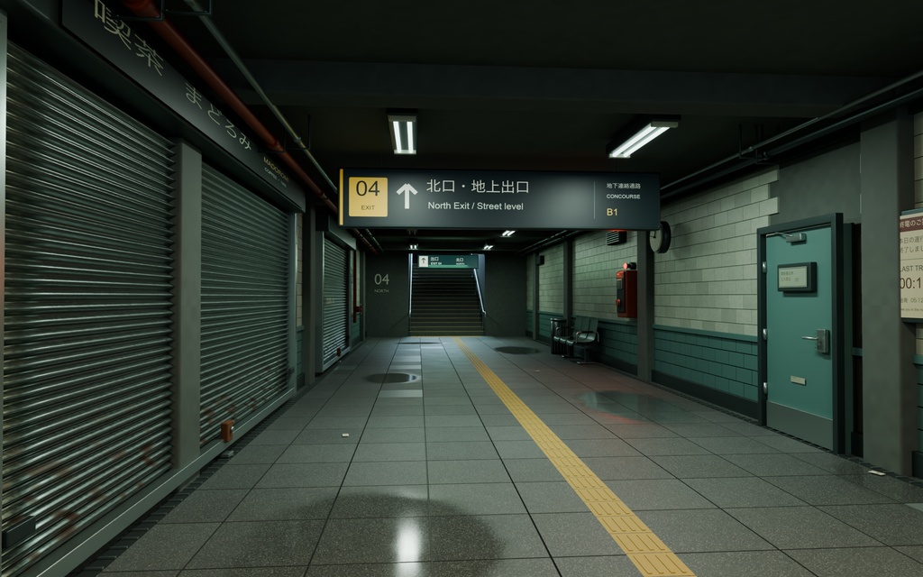 【箱庭コレクション #017 / Blender・GLB】終電後の地下通路｜Last Passage