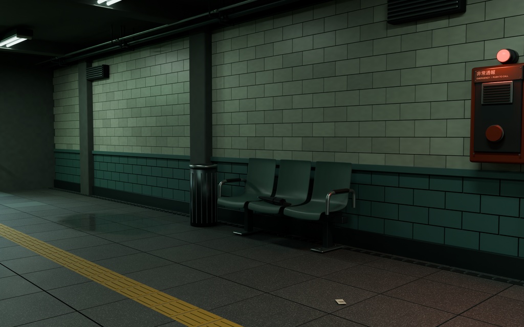 【箱庭コレクション #017 / Blender・GLB】終電後の地下通路|Last Passage