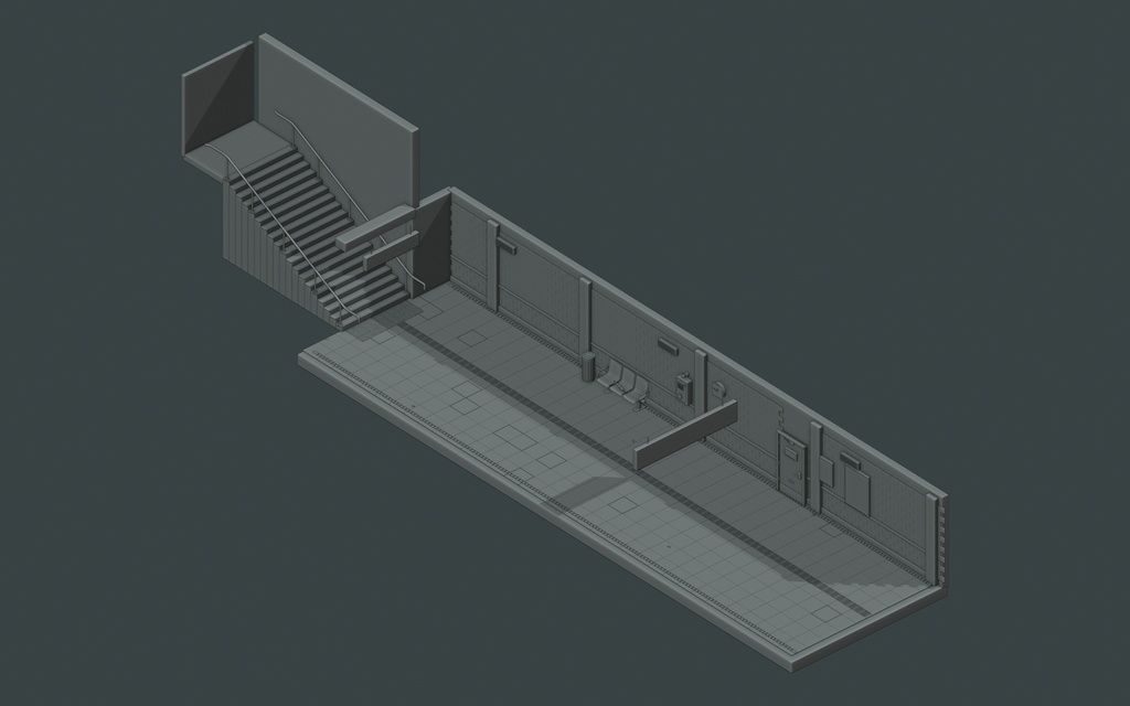 【箱庭コレクション #017 / Blender・GLB】終電後の地下通路|Last Passage