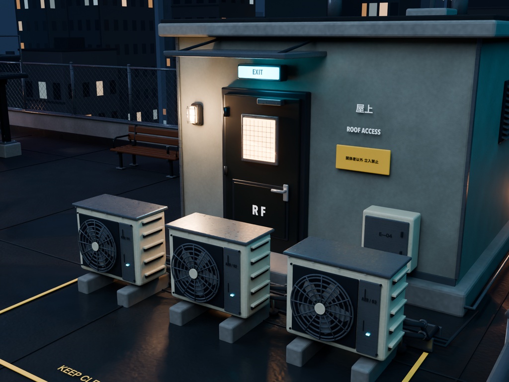 【箱庭コレクション #025 / Blender・GLB】ビル屋上の夜|City Rooftop — After Hours