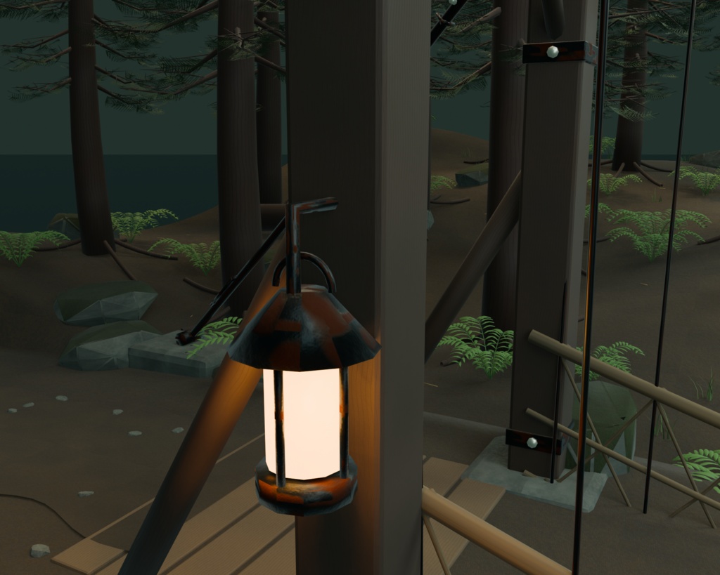 【箱庭コレクション #027 / Blender・GLB】山奥の吊り橋・霧渡橋|Forest Suspension Bridge