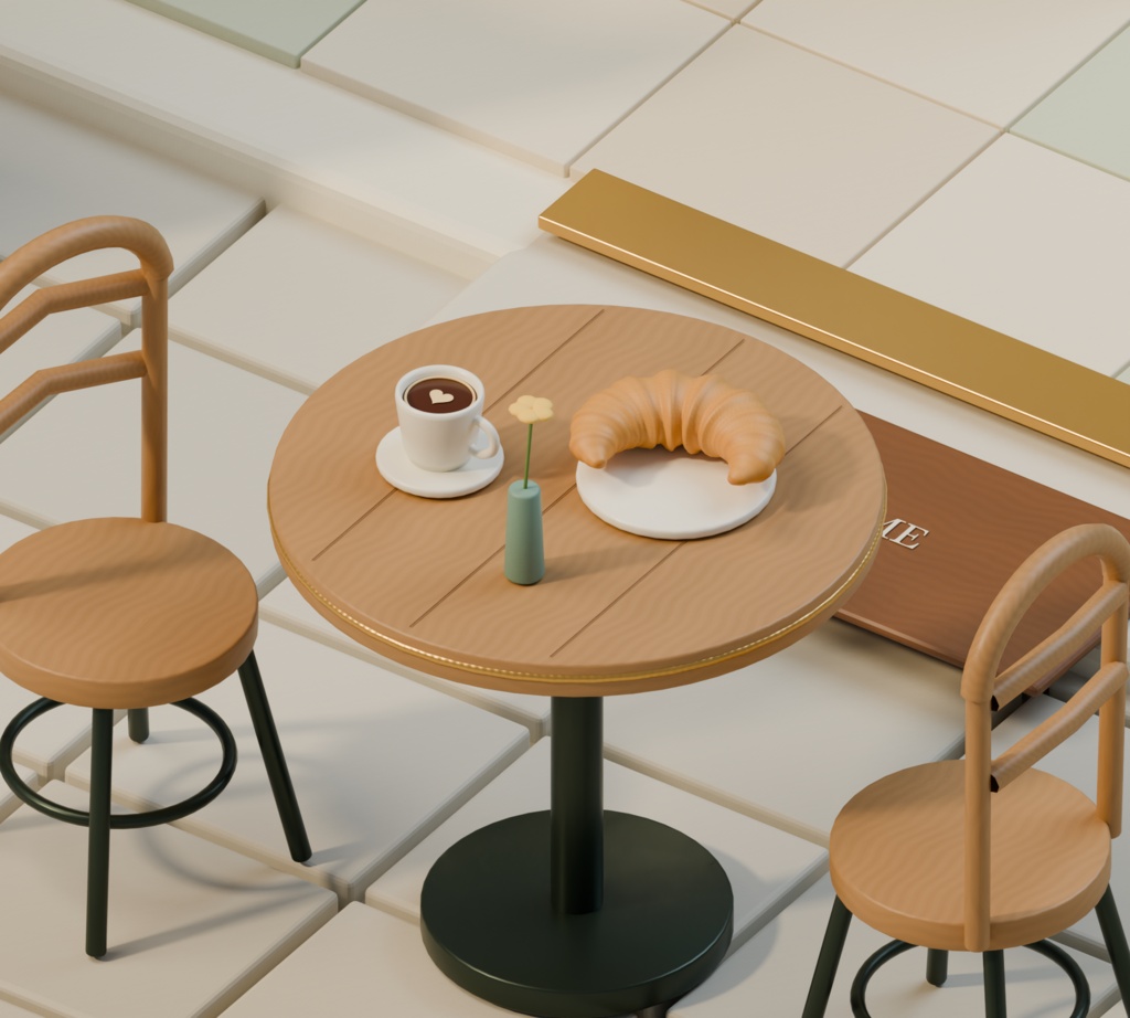 【箱庭コレクション #030 / Blender・GLB】町のパン屋・朝のベーカリー|Morning Bakery