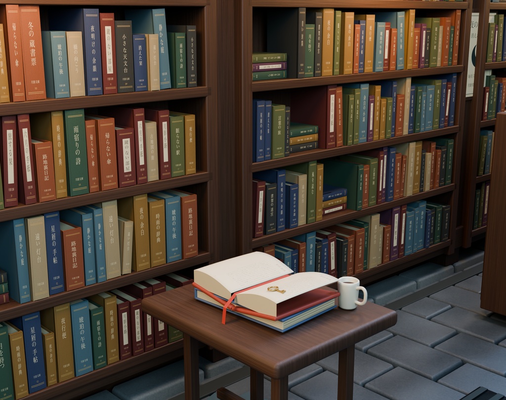 【箱庭コレクション #034 / Blender・GLB】古書店と路地・月影堂|Old Book Alley