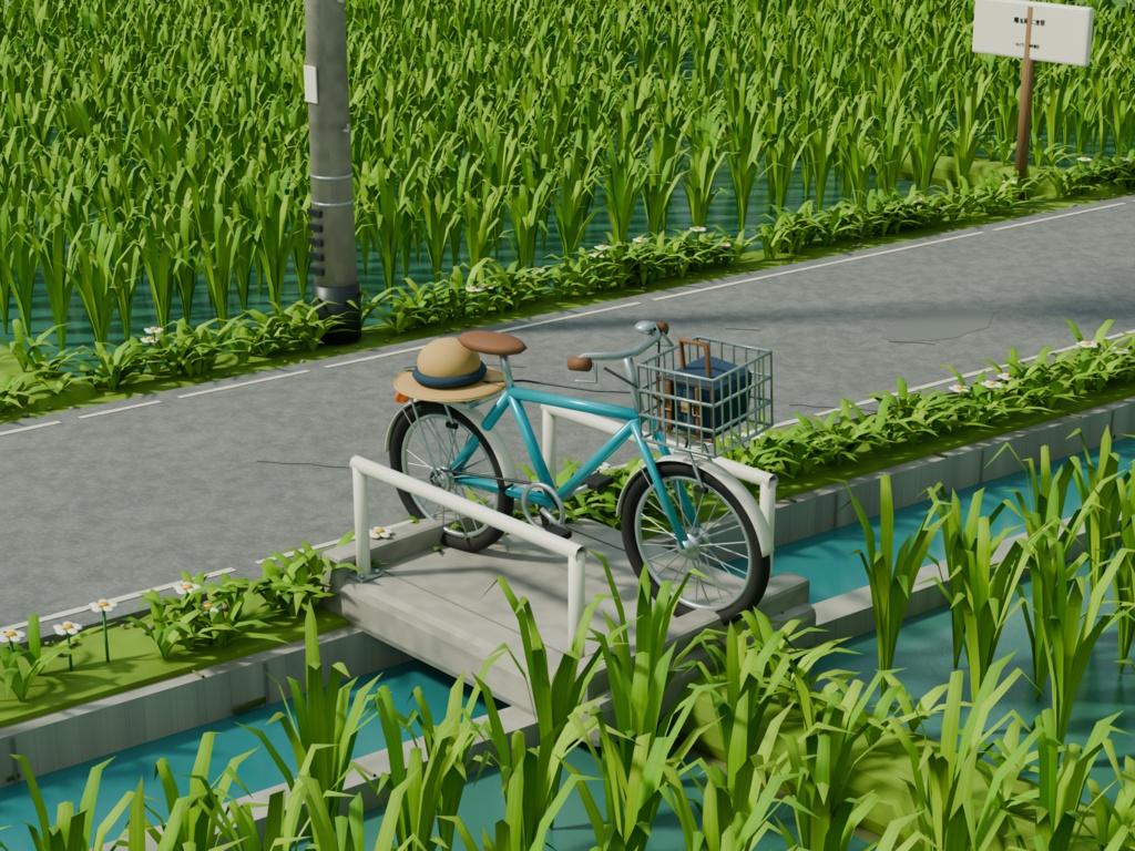 【箱庭コレクション #038 / Blender・GLB】夏の農道|Summer Farm Road