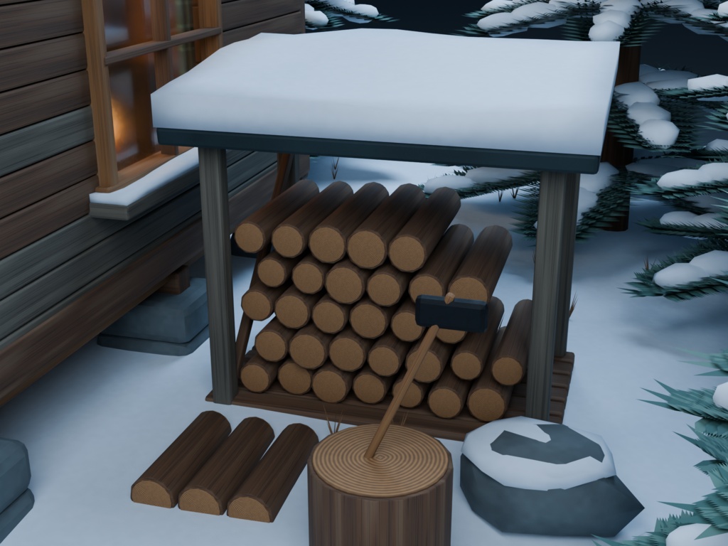 【箱庭コレクション #043 / Blender・FBX・GLB】古い山小屋|Mountain Cabin