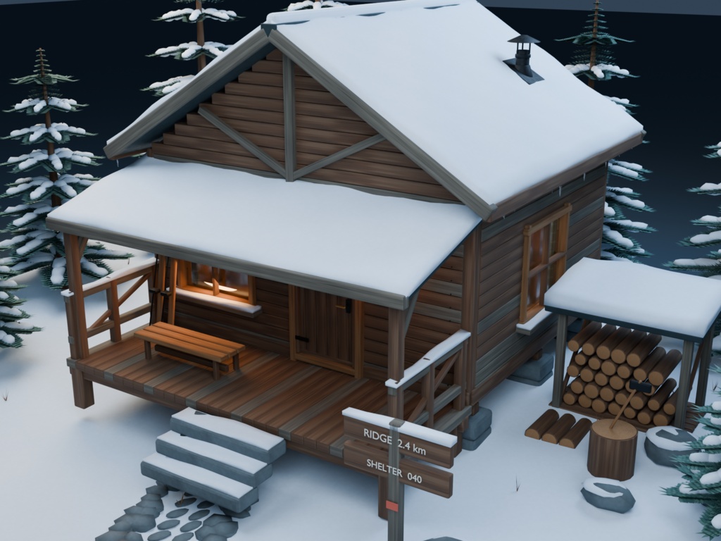 【箱庭コレクション #043 / Blender・FBX・GLB】古い山小屋|Mountain Cabin