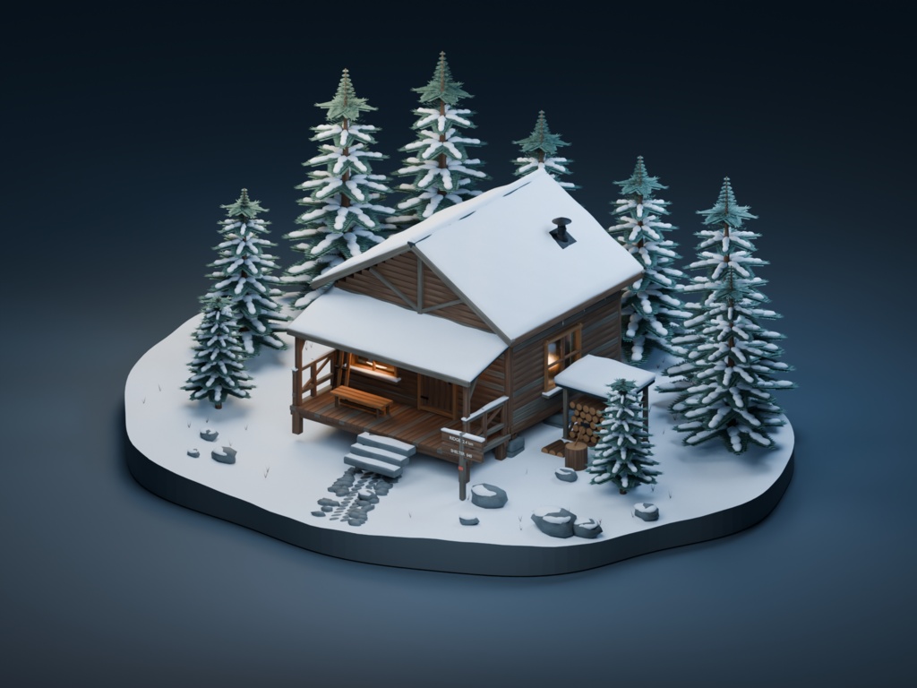 【箱庭コレクション #043 / Blender・FBX・GLB】古い山小屋｜Mountain Cabin