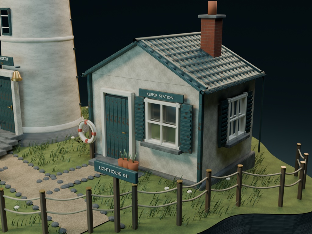 【箱庭コレクション #044 / Blender・FBX・GLB】海辺の灯台|Lighthouse Cape