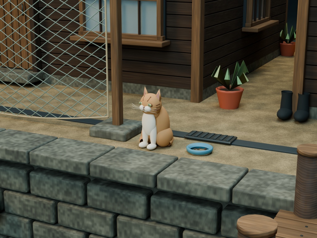【箱庭コレクション #045 / Blender・FBX・GLB】漁村の朝|Fishing Village Morning