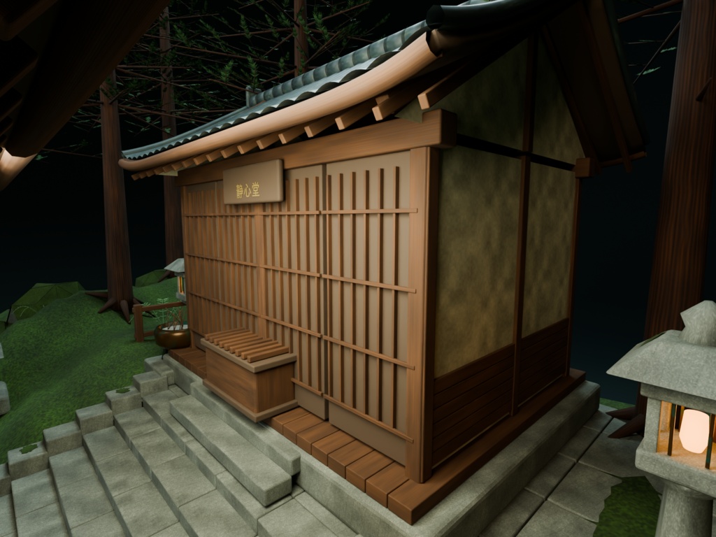 【箱庭コレクション #047 / Blender・FBX・GLB】山寺の石段|Mountain Temple