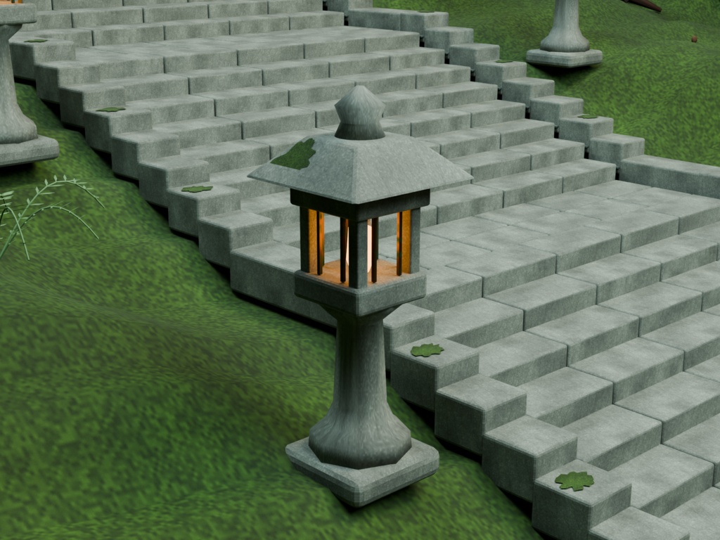【箱庭コレクション #047 / Blender・FBX・GLB】山寺の石段|Mountain Temple