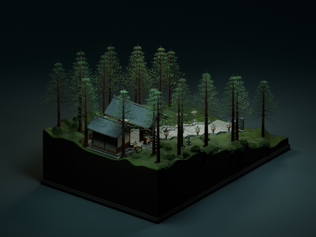 【箱庭コレクション #047 / Blender・FBX・GLB】山寺の石段|Mountain Temple
