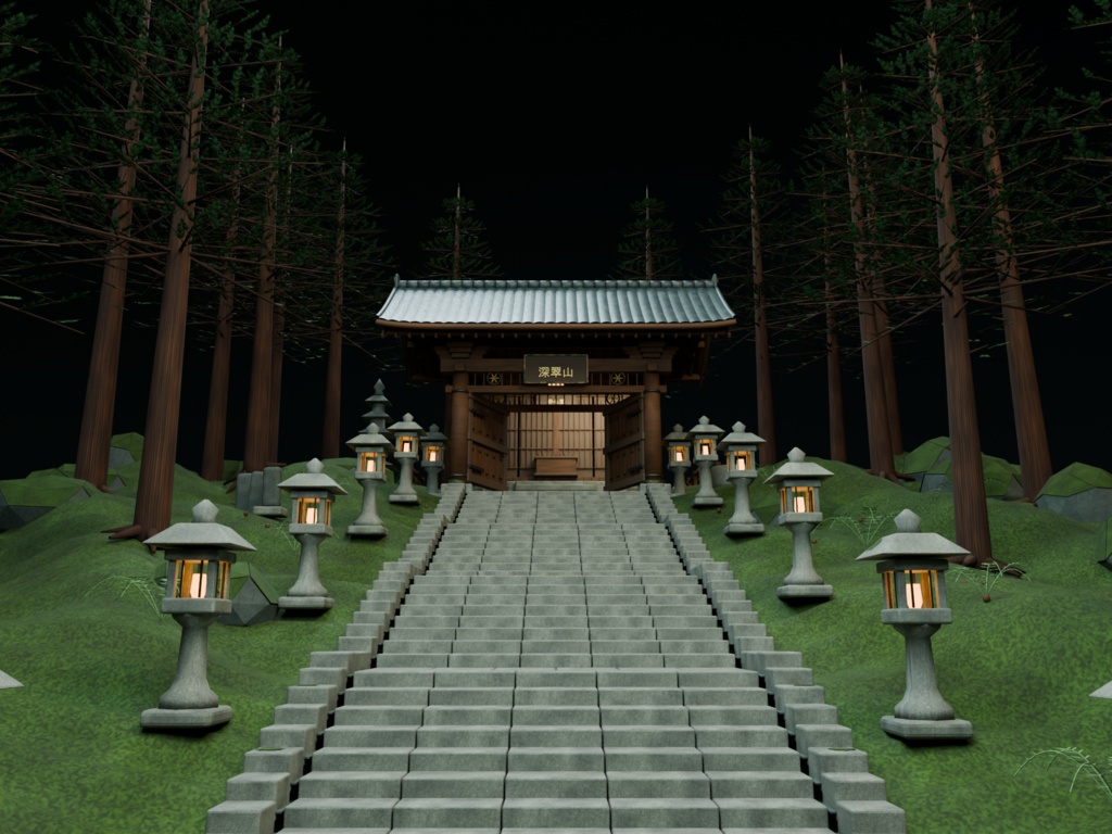 【箱庭コレクション #047 / Blender・FBX・GLB】山寺の石段|Mountain Temple