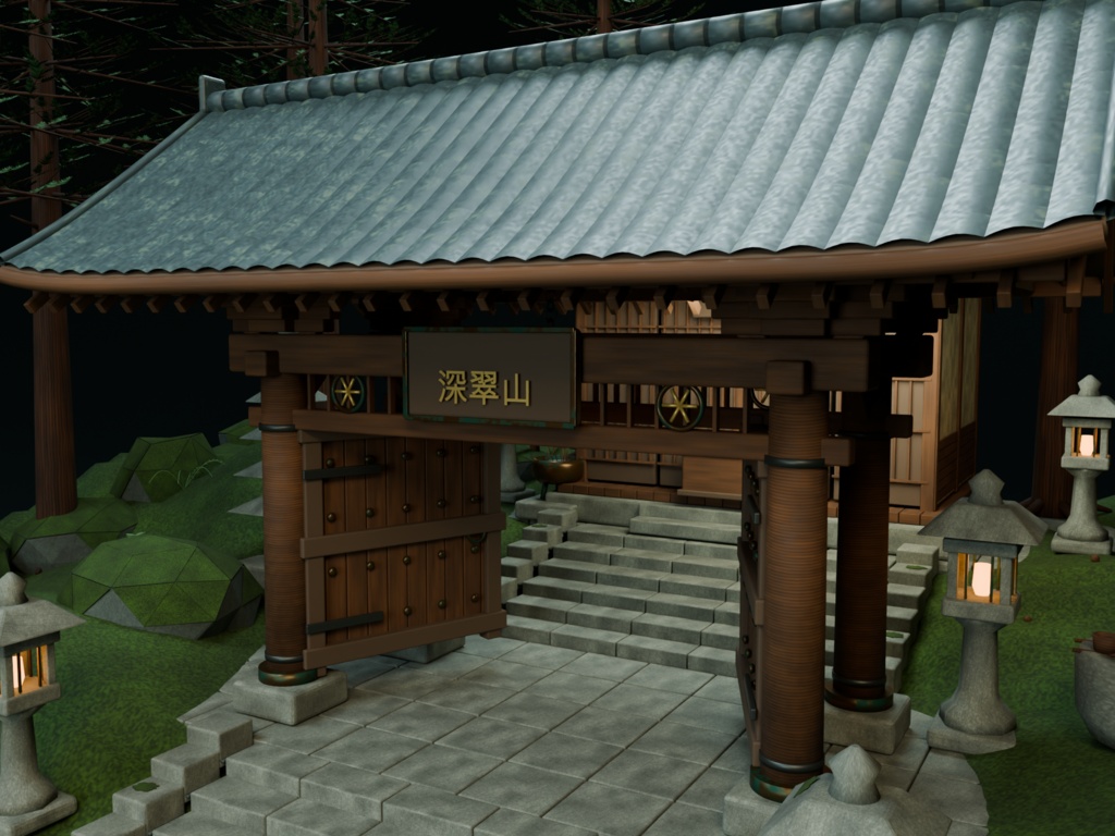 【箱庭コレクション #047 / Blender・FBX・GLB】山寺の石段|Mountain Temple