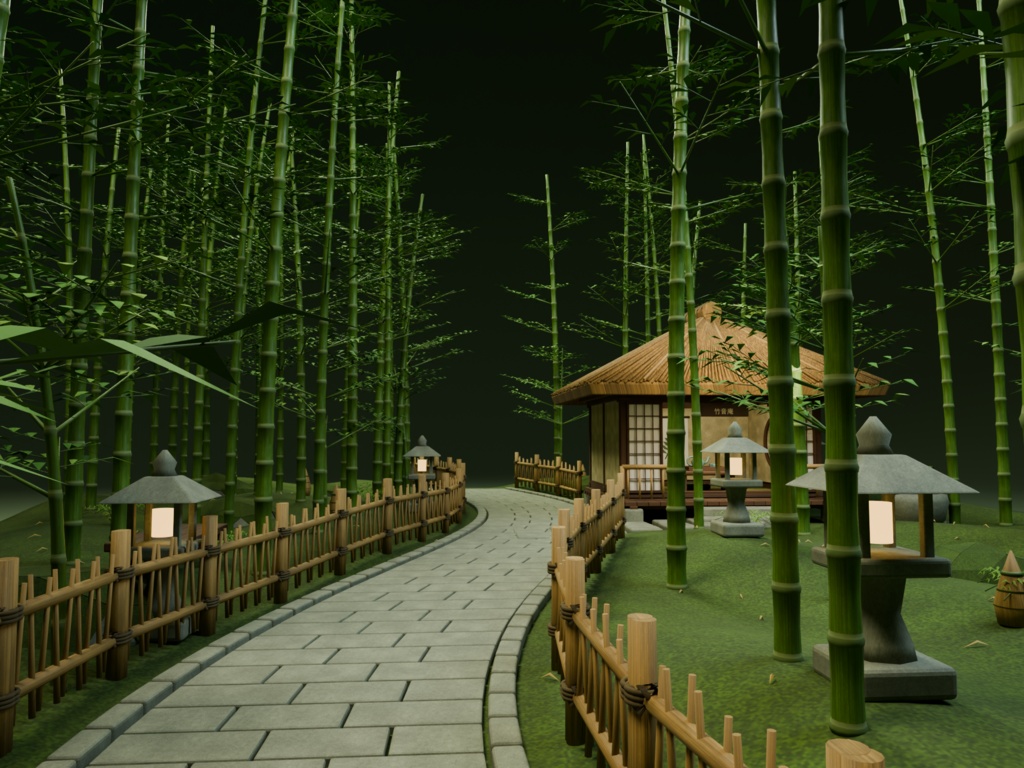 【箱庭コレクション #048 / Blender・FBX・GLB】竹林の小径|Bamboo Path