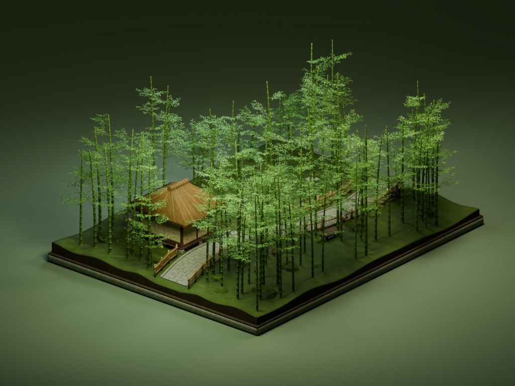 【箱庭コレクション #048 / Blender・FBX・GLB】竹林の小径|Bamboo Path