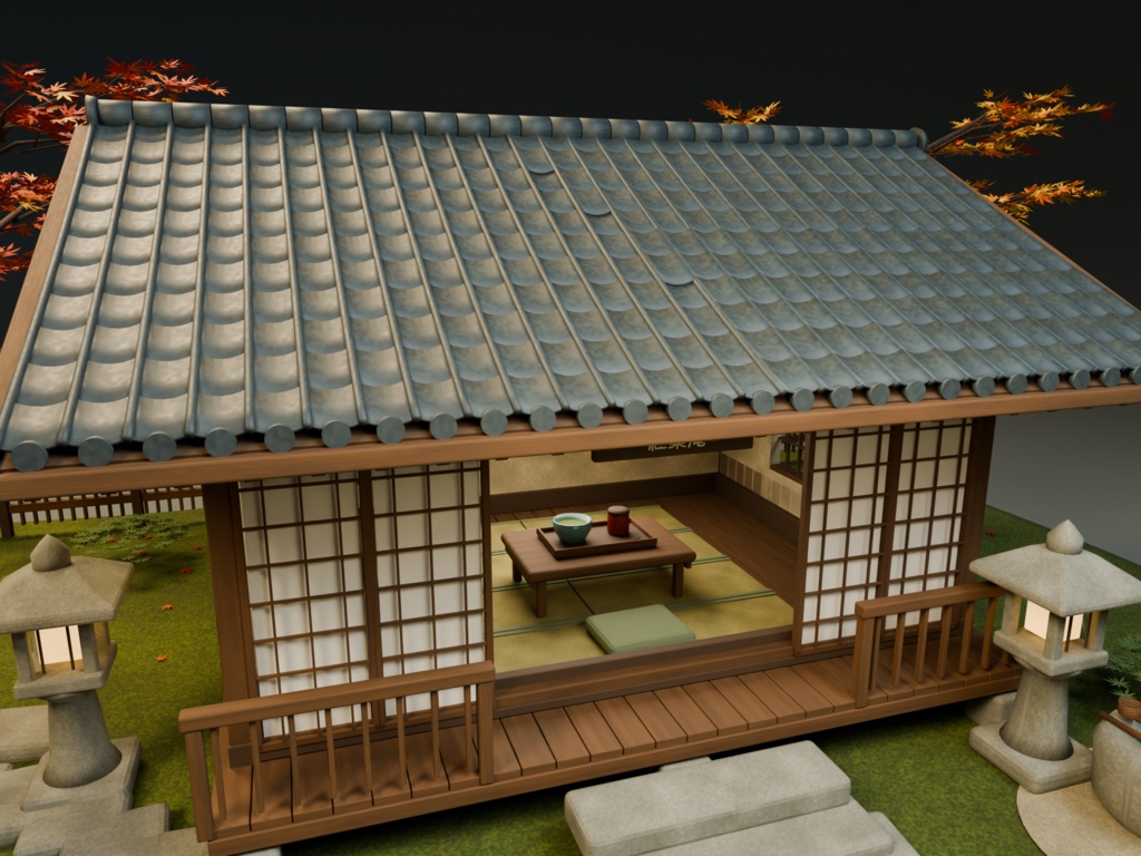 【箱庭コレクション #049 / Blender・FBX・GLB】紅葉の庭園|Autumn Garden