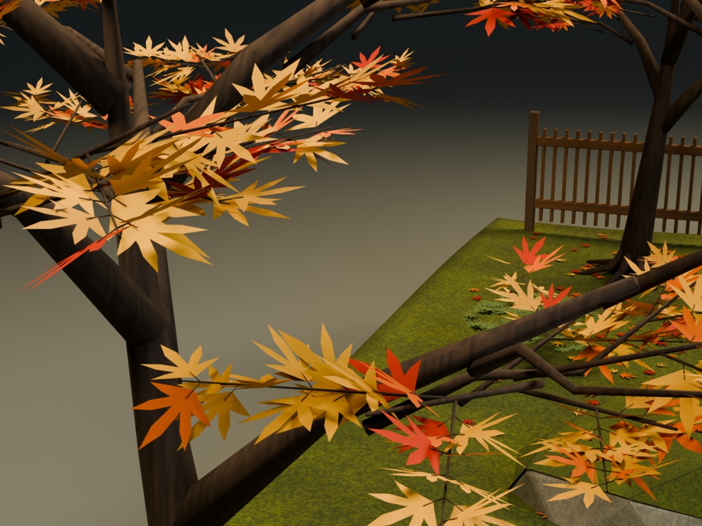 【箱庭コレクション #049 / Blender・FBX・GLB】紅葉の庭園|Autumn Garden