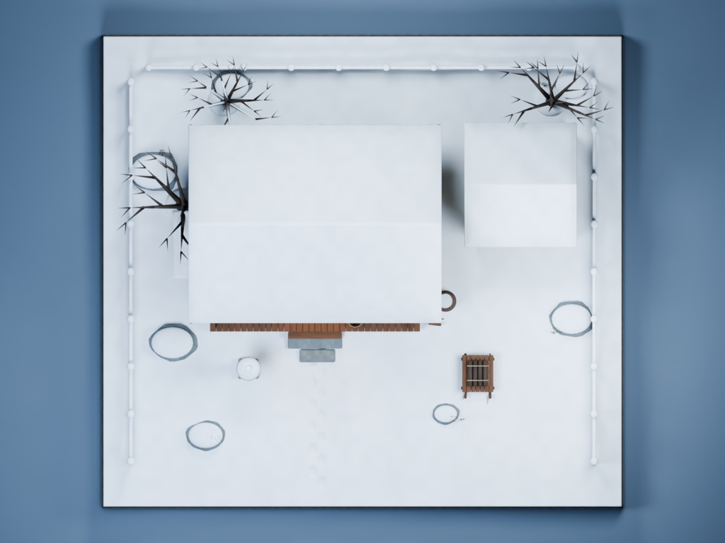【箱庭コレクション #050 / Blender・FBX・GLB】雪の古民家|Snow Country House