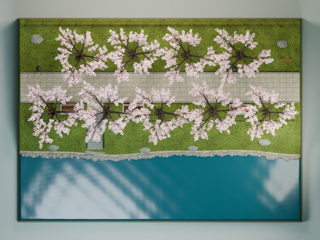 【箱庭コレクション #051 / Blender・FBX・GLB】桜の堤|Sakura Riverside