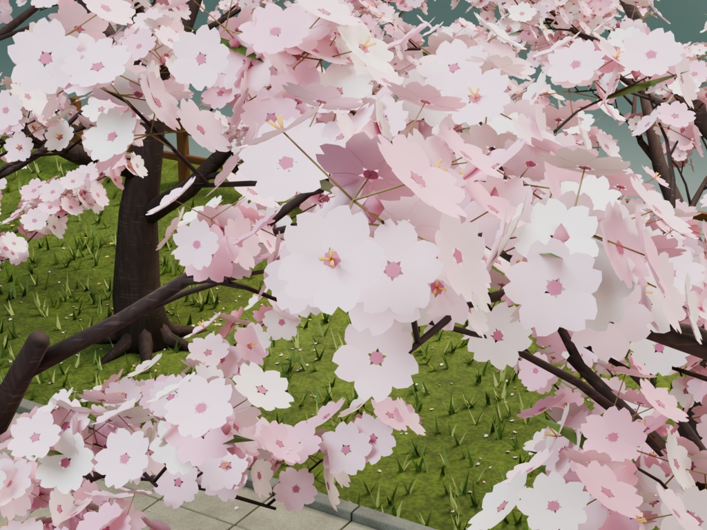 【箱庭コレクション #051 / Blender・FBX・GLB】桜の堤|Sakura Riverside