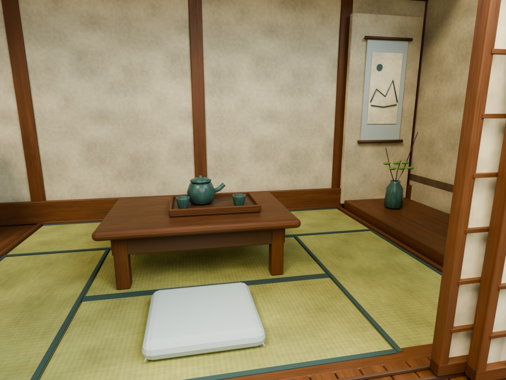 【箱庭コレクション #054 / Blender・FBX・GLB】町家の中庭|Machiya Courtyard