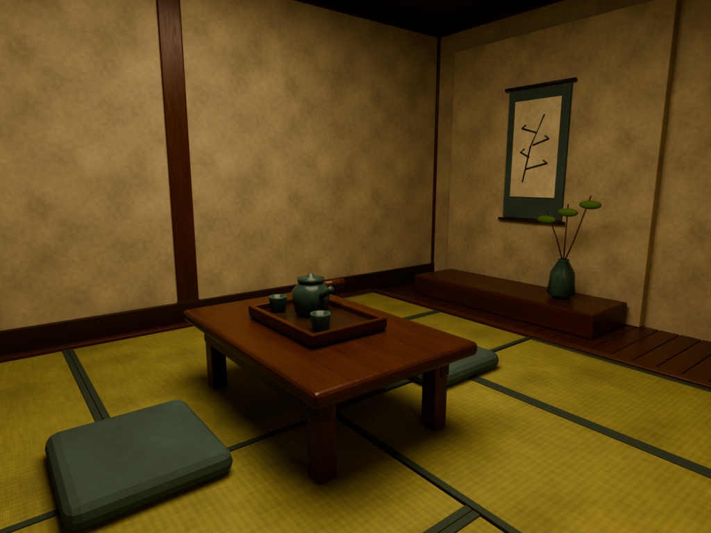 【箱庭コレクション #055 / Blender・FBX・GLB】老舗旅館の廊下|Ryokan Corridor