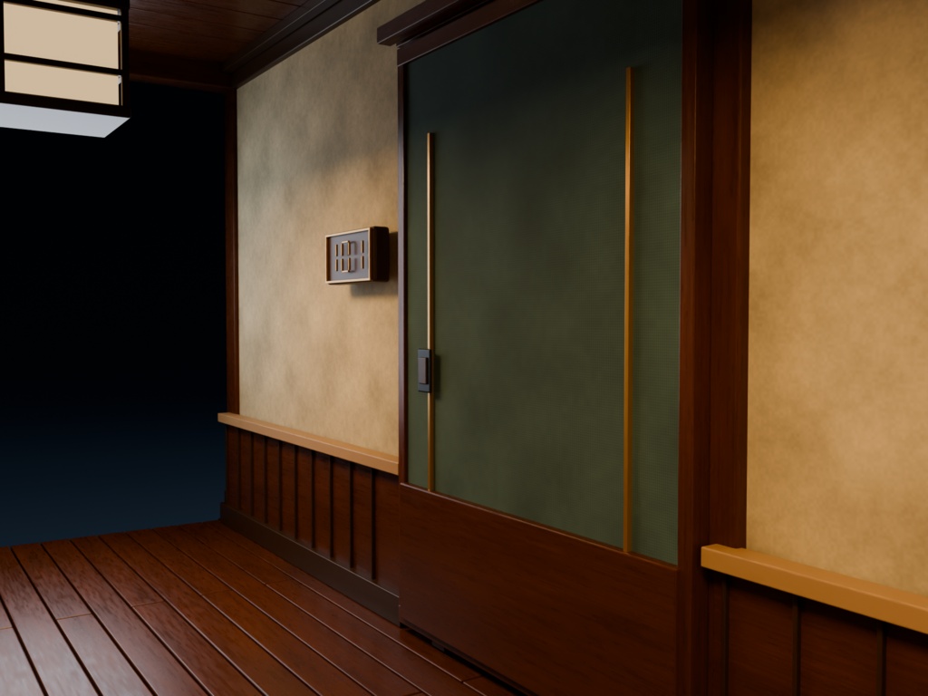 【箱庭コレクション #055 / Blender・FBX・GLB】老舗旅館の廊下|Ryokan Corridor