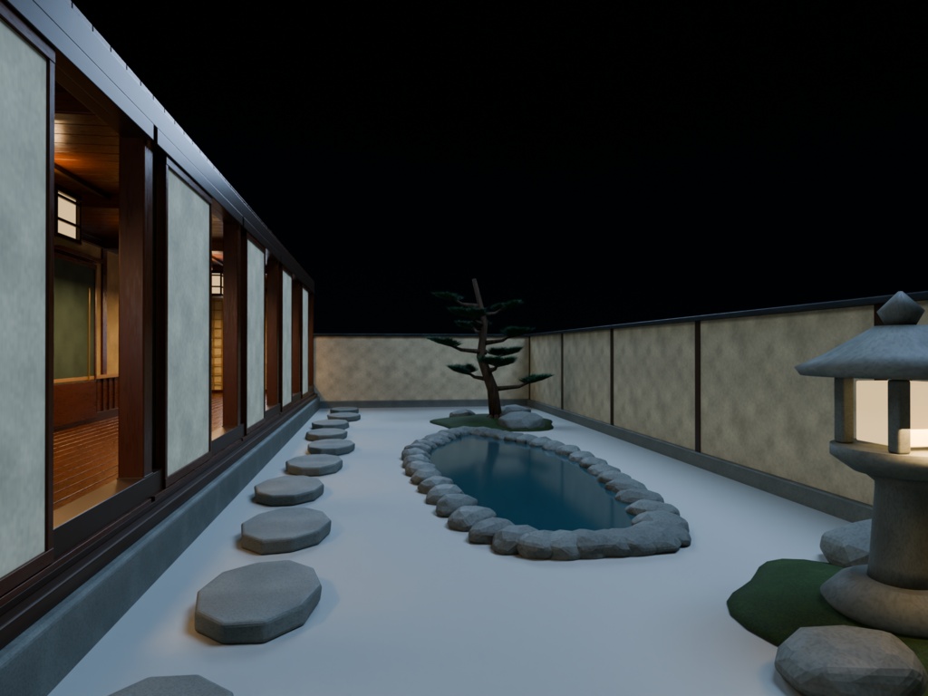 【箱庭コレクション #055 / Blender・FBX・GLB】老舗旅館の廊下|Ryokan Corridor